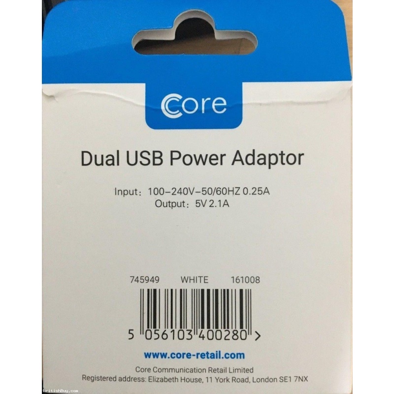 Core Power Adaptor Dual USB